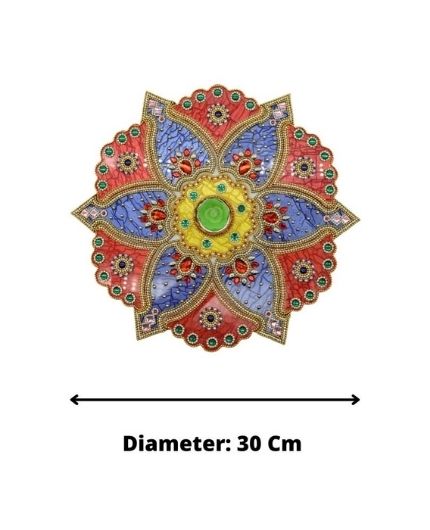Kundan Stone Flower Design Acrylic Rangoli Set