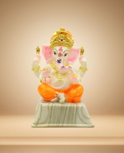 Lord Ganapati Murti Idol Showpiece on Chowki for Home Decor