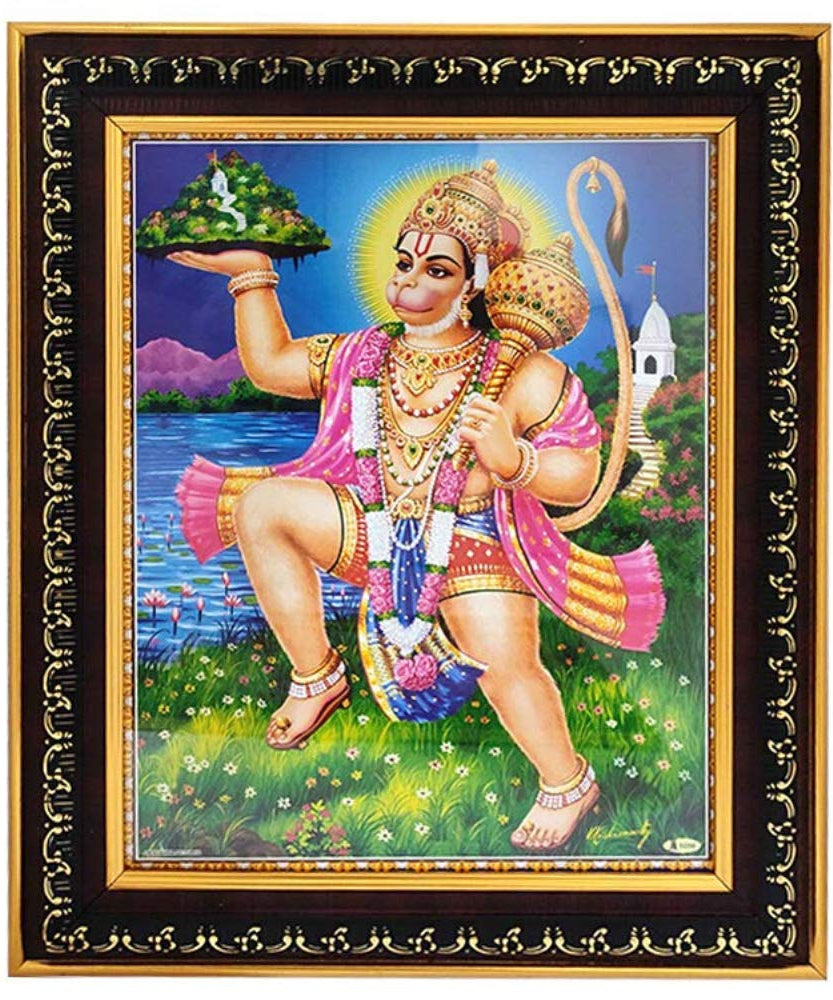 Lord Hanuman Gold Frame Photo for Wall