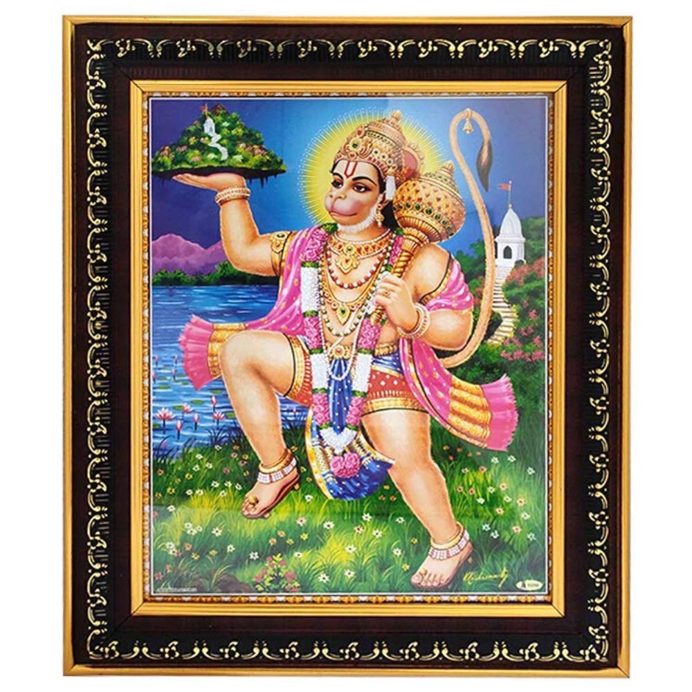 Lord Hanuman Gold Frame Photo for Wall