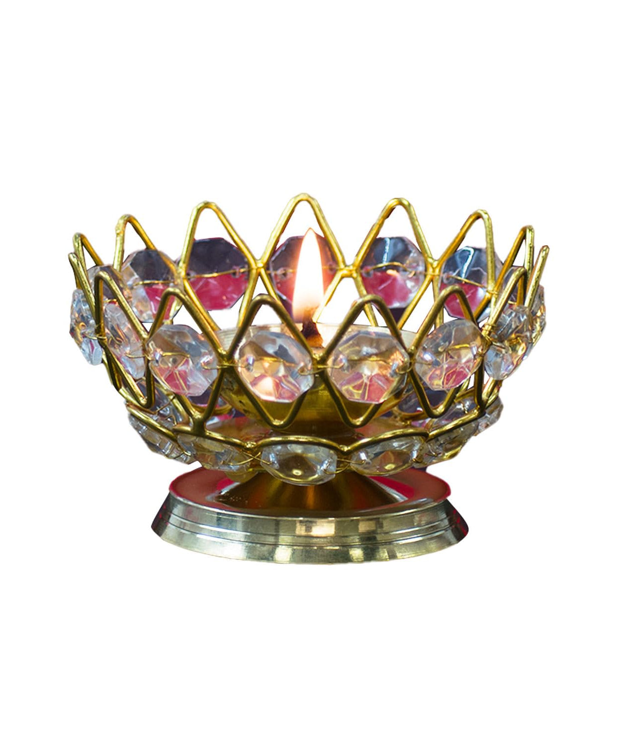 Lotus Design Crystal Diya Akhand Jyoti
