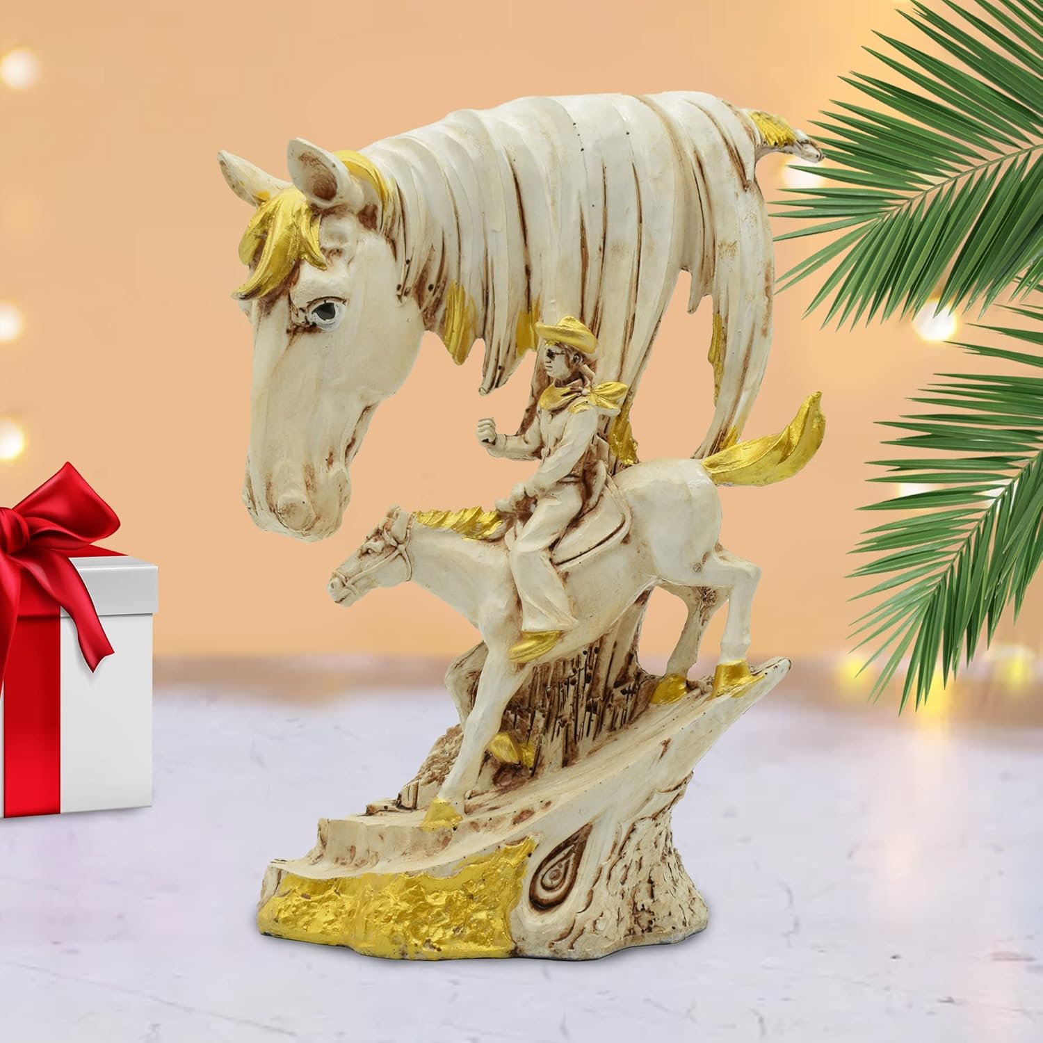 Man Riding Horse Sculpture Home Decor