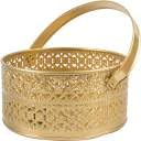 Metal Round Flower Basket With Handle Best For Puja Dining Table And Home Decoration Fruit