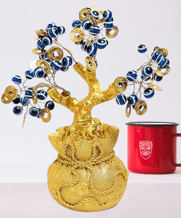 Feng Shui Evil Eye Money Tree for Home Decor – Spiritual Good Luck &amp; Protection Tree ( Lenth-6cm,width-6cm,Height-15cm )