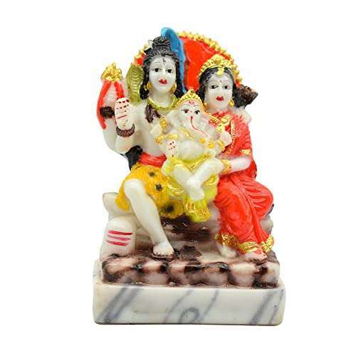 Shiva Family Statue for Pooja - Lord Shiva Parivar Murti for Home Temple