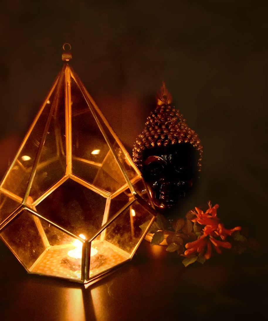 Brass Terrarium Tea Light Candle Holder