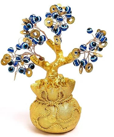 Feng Shui Evil Eye Money Tree for Home Decor – Spiritual Good Luck & Protection Tree ( Lenth-6cm,width-6cm,Height-15cm )