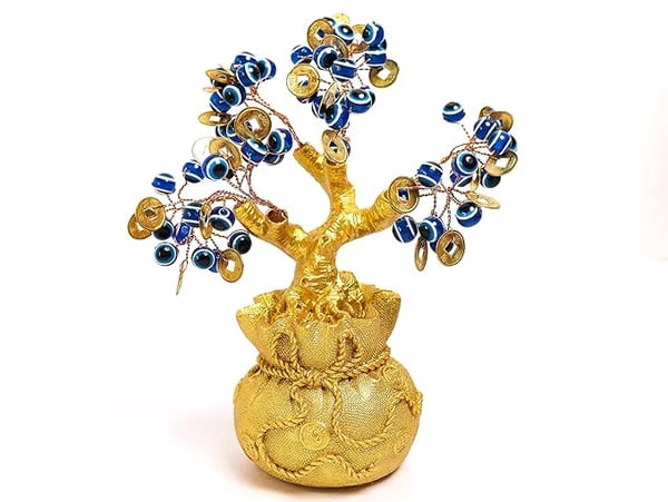 Feng Shui Evil Eye Money Tree for Home Decor – Spiritual Good Luck & Protection Tree ( Lenth-6cm,width-6cm,Height-15cm )