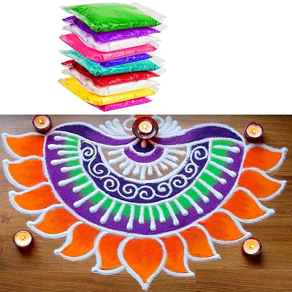 Sand Rangoli Colour Powder for Floor Decoration(10 Packets)