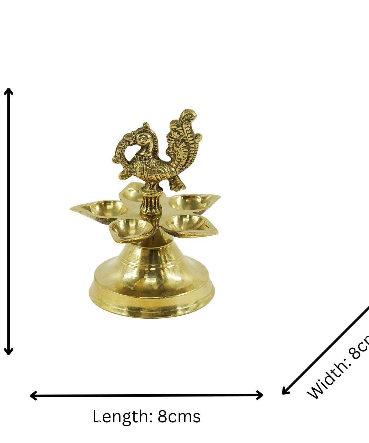 Peacock Panchmukhi Brass Diya-Five Wick 2