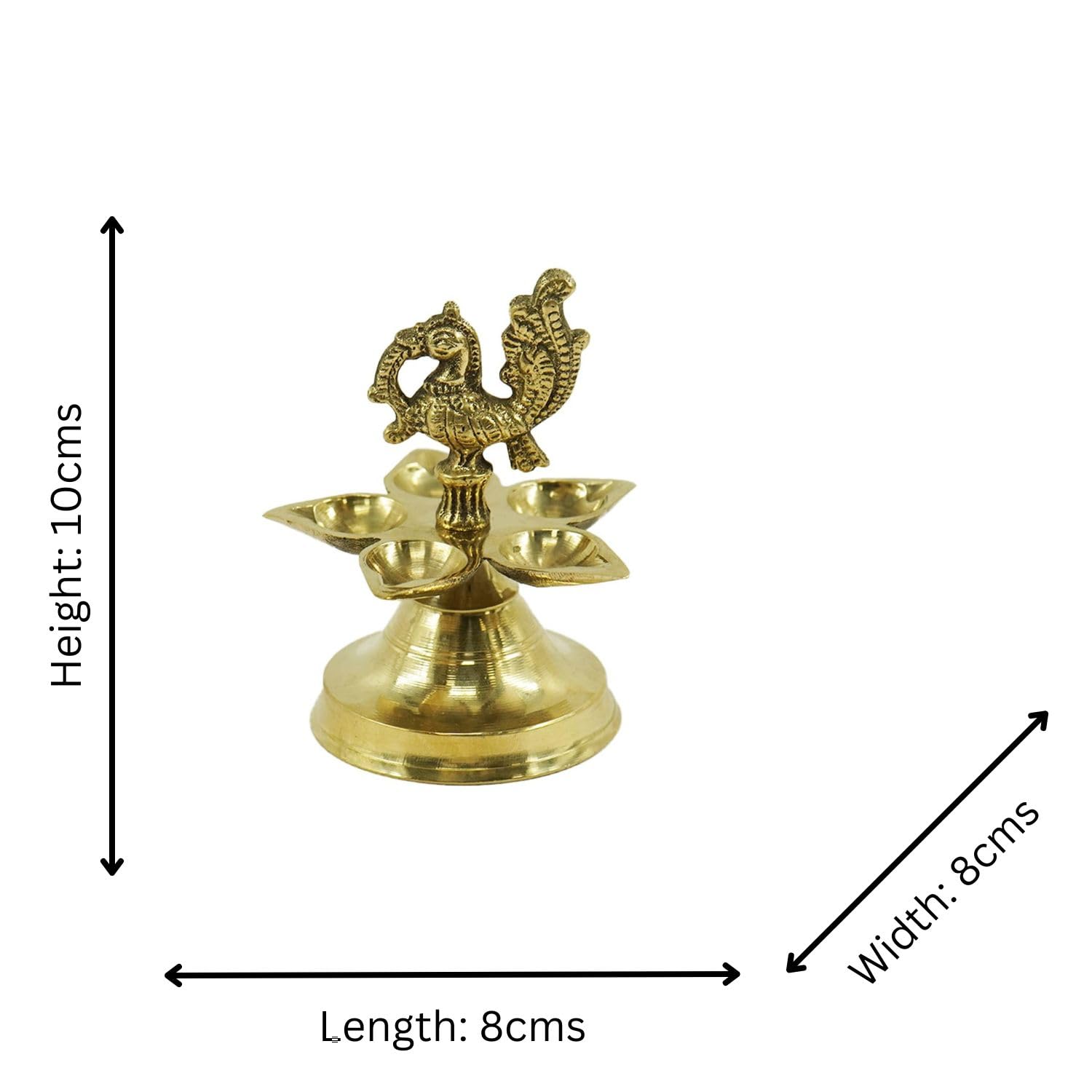 Peacock Panchmukhi Brass Diya-Five Wick 2