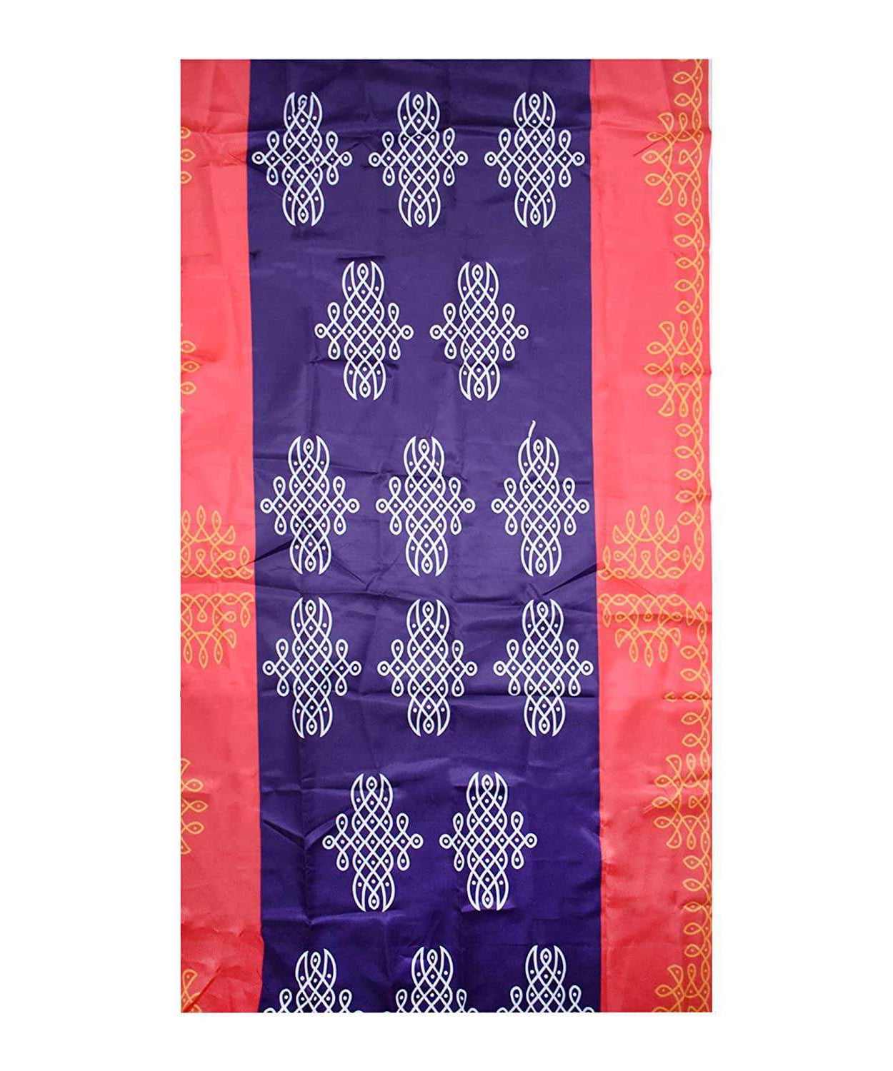 Blue Kolam Design Backdrop Cloth for Decoration Pooja and All Festivals