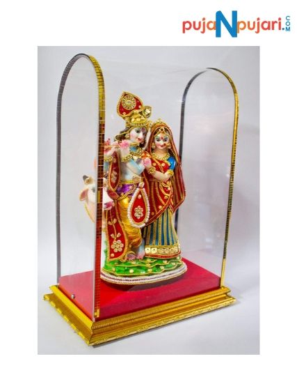 Decorative Radha Krishna With Cow Murti