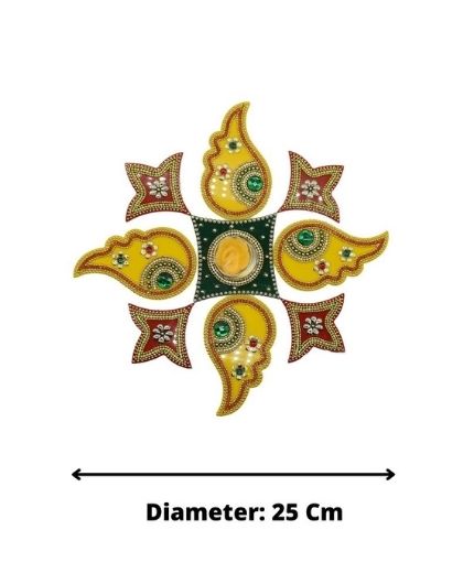 Shank Design Acrylic Rangoli with Tealight Candle Holder