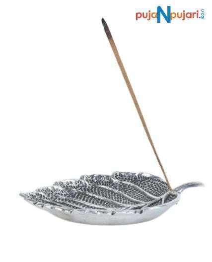 Silver Incense Holder in Big Leaf Design