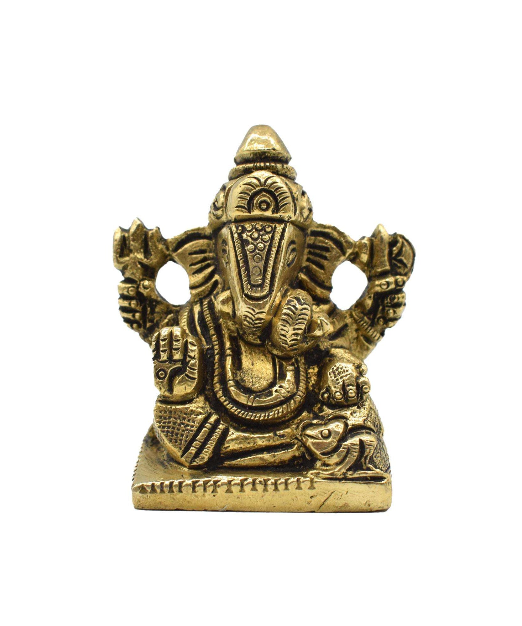 Sitting Brass Ganesha Idol