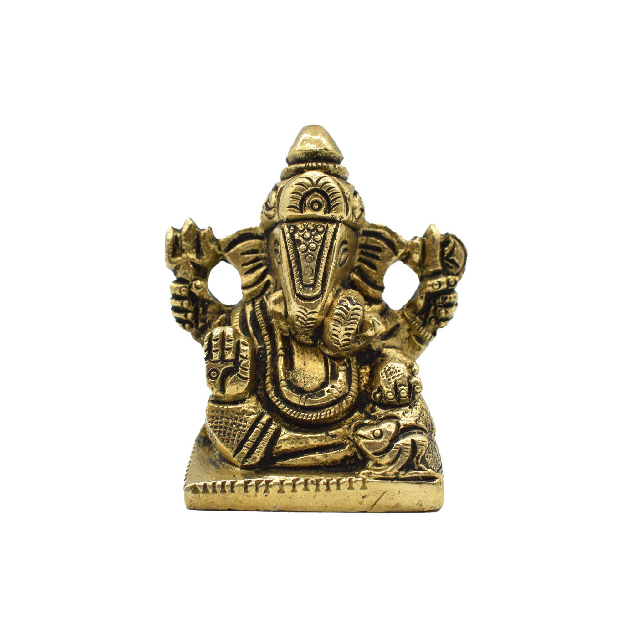 Sitting Brass Ganesha Idol