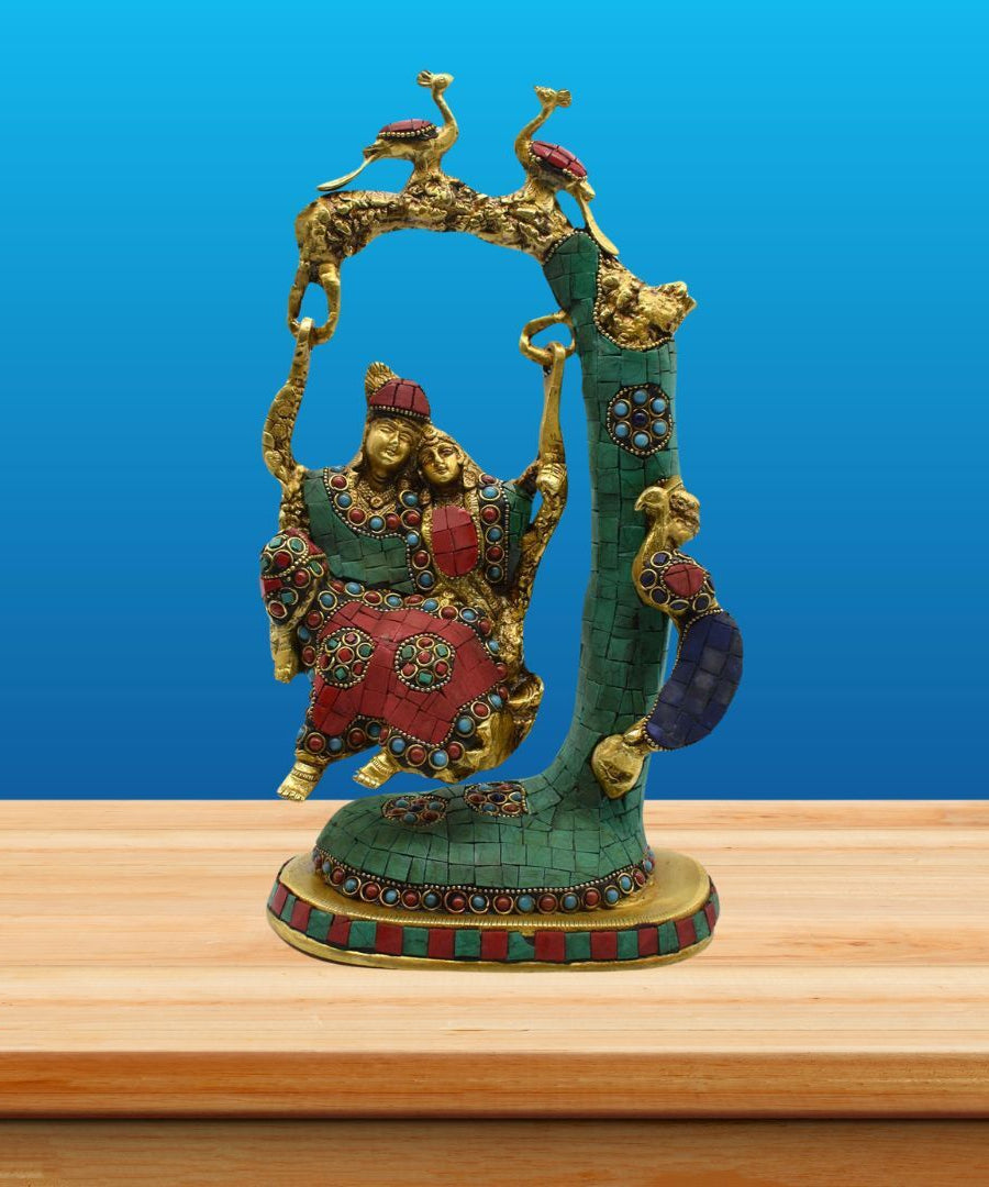 Brass Radha Krishna Jhula Wall Hanging