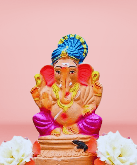Eco Friendly Ganesha in Blue Pagadi- 8 Inch
