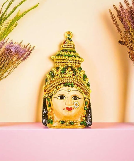 Varalakshmi Face with Stones 6.5 inches, Ammavari Face for Varalakshmi Pooja