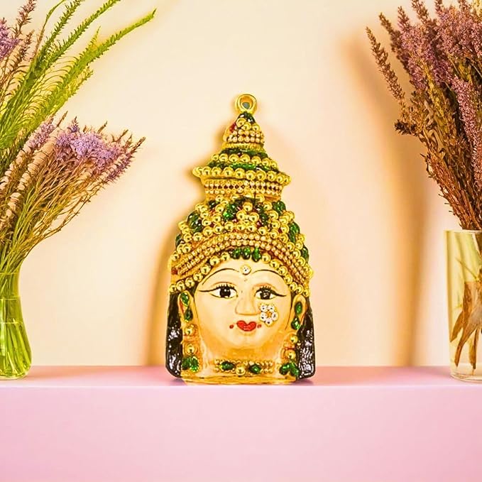 Varalakshmi Face with Stones 6.5 inches, Ammavari Face for Varalakshmi Pooja