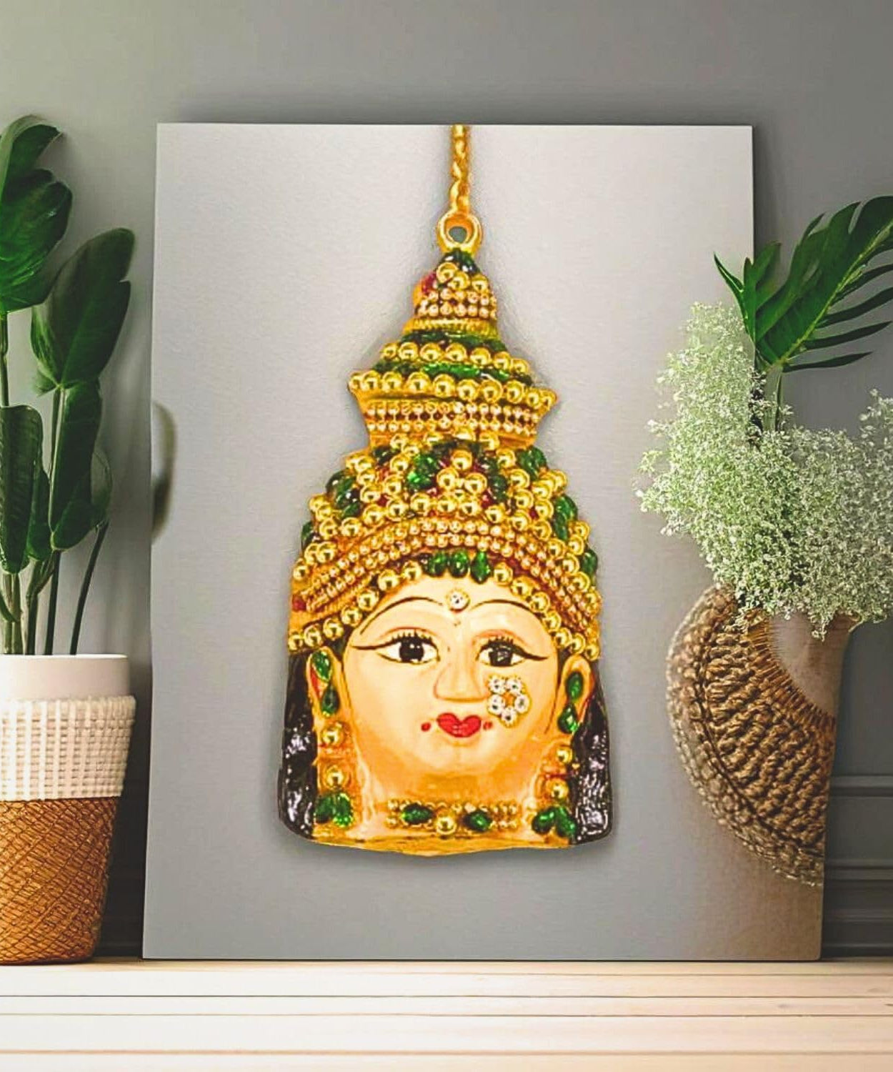 Varalakshmi Face with Stones 6.5 inches, Ammavari Face for Varalakshmi Pooja