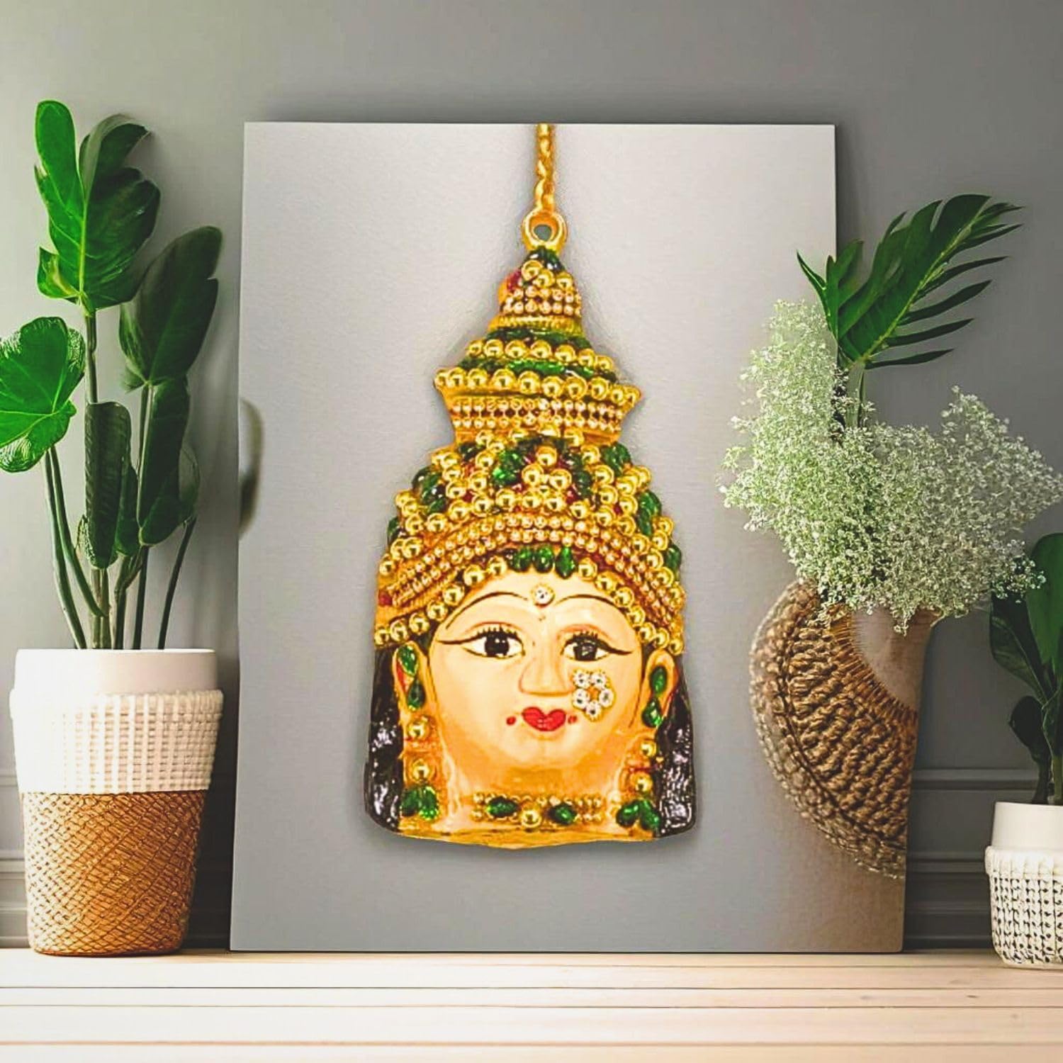 Varalakshmi Face with Stones 6.5 inches, Ammavari Face for Varalakshmi Pooja