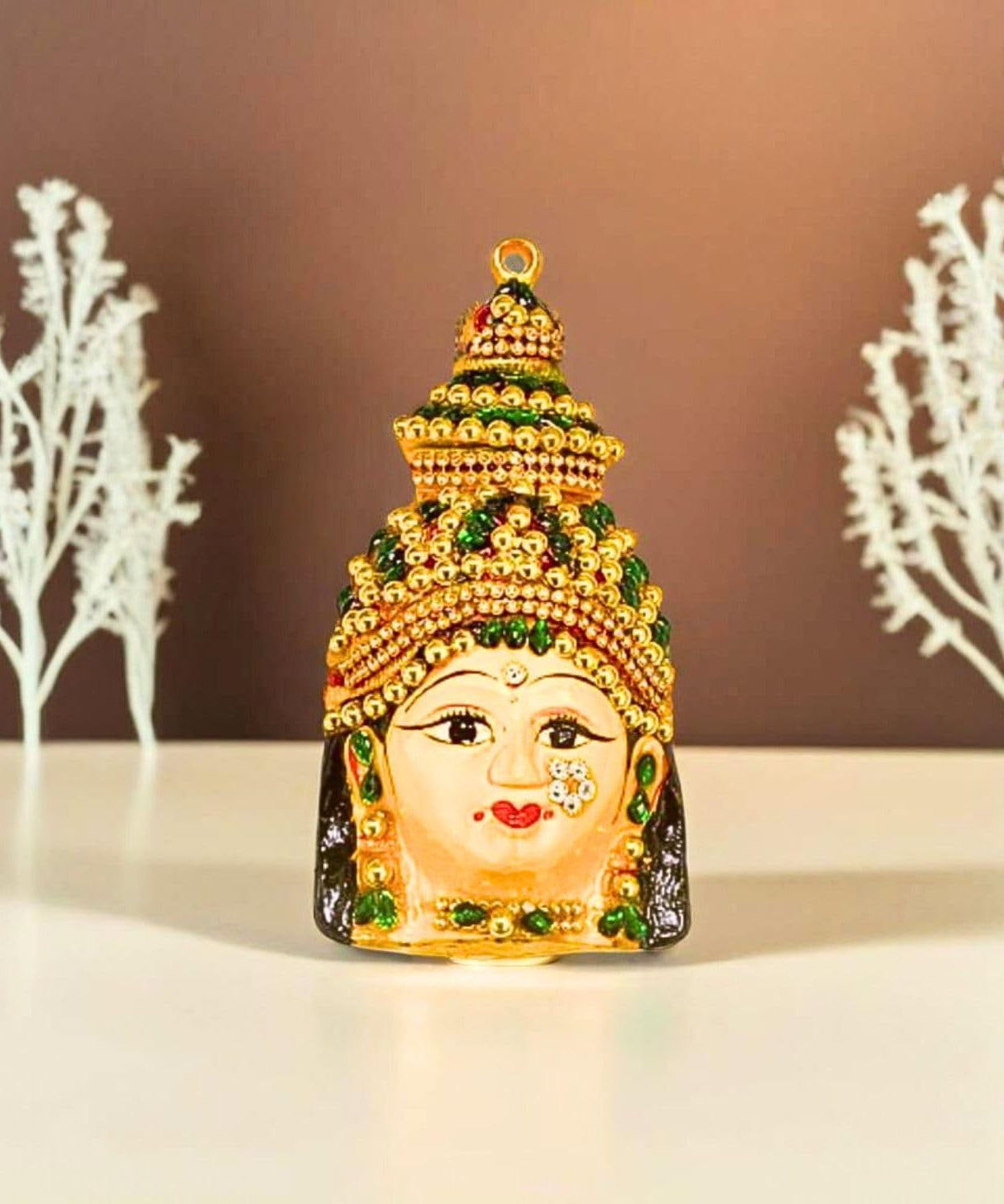 Varalakshmi Face with Stones 6.5 inches, Ammavari Face for Varalakshmi Pooja