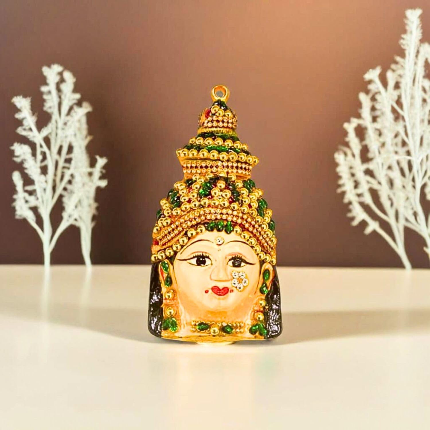 Varalakshmi Face with Stones 6.5 inches, Ammavari Face for Varalakshmi Pooja