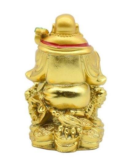 Vastu Feng Shui Golden Laughing Buddha Idol Decorative Showpiece for Home Decor