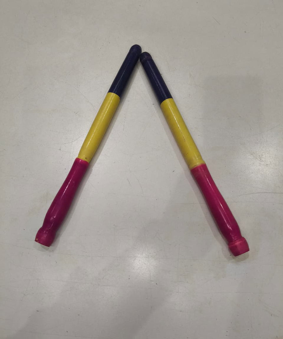 Multicolor Wooden Dandiya Sticks Pair 1 Set.