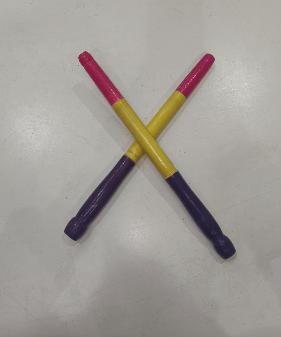Multicolor Wooden Dandiya Sticks Pair 1 Set.