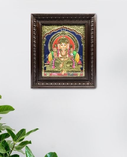 Lord Ganapathi Tanjore Paintings Gold Foil Photo Frame
