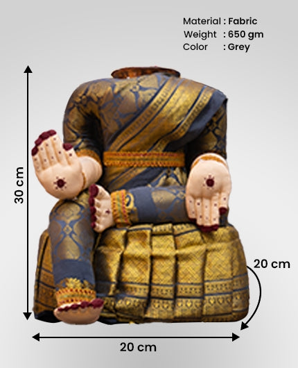 Lakshmi Idol For Varalakshmi Vratham Grey Gold Saree