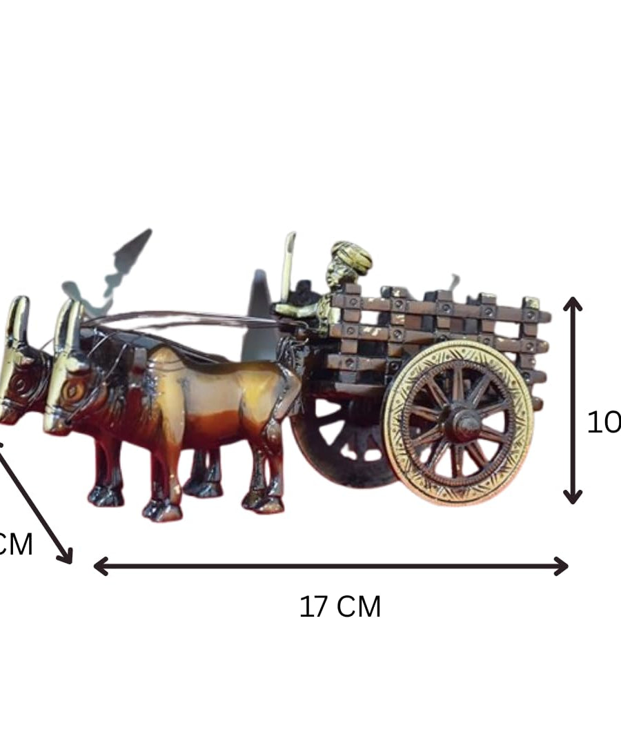 Brass Indian Village Bullock Cart Showpiece