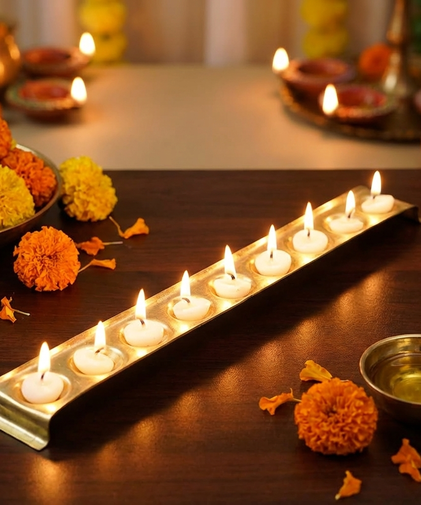 Brass Ghee Diya Holder Rectangle Design-127gm