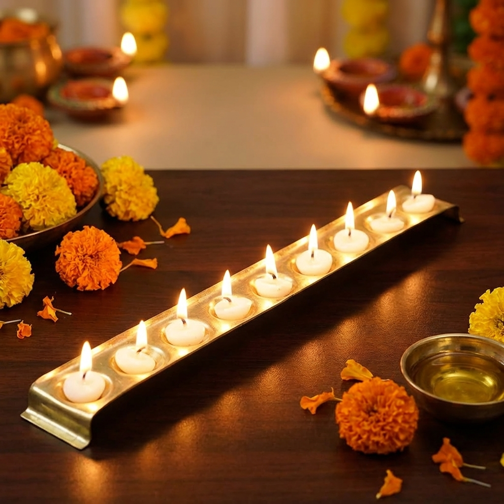 Brass Ghee Diya Holder Rectangle Design-127gm