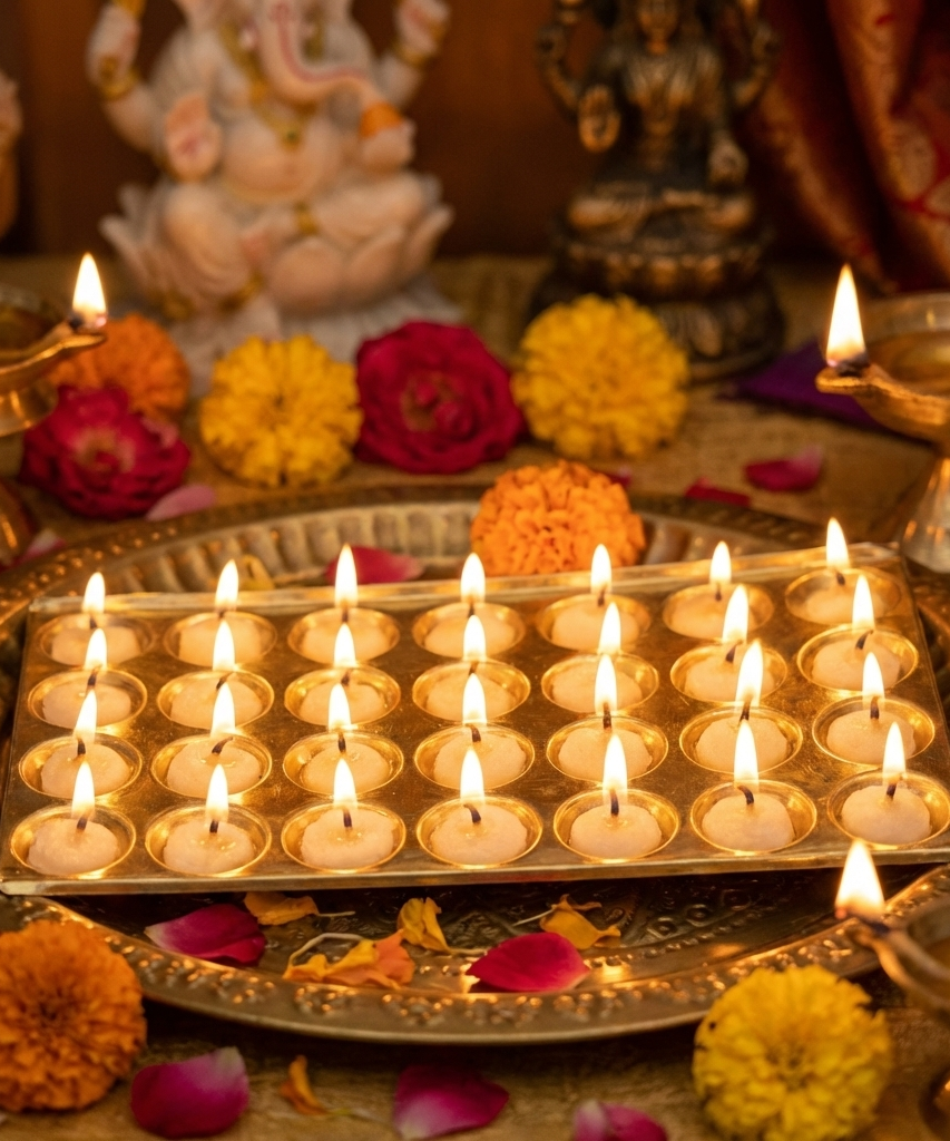 Rectangle Design Brass Ghee Diya Holder-220gm