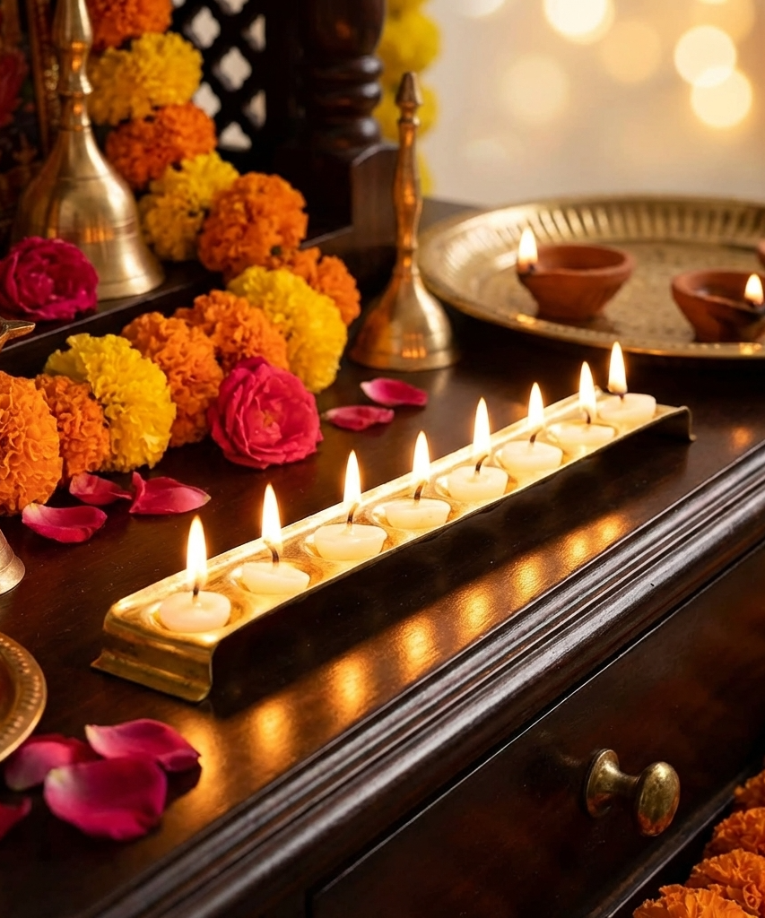 Brass Ghee Diya Holder Rectangle Design-127gm