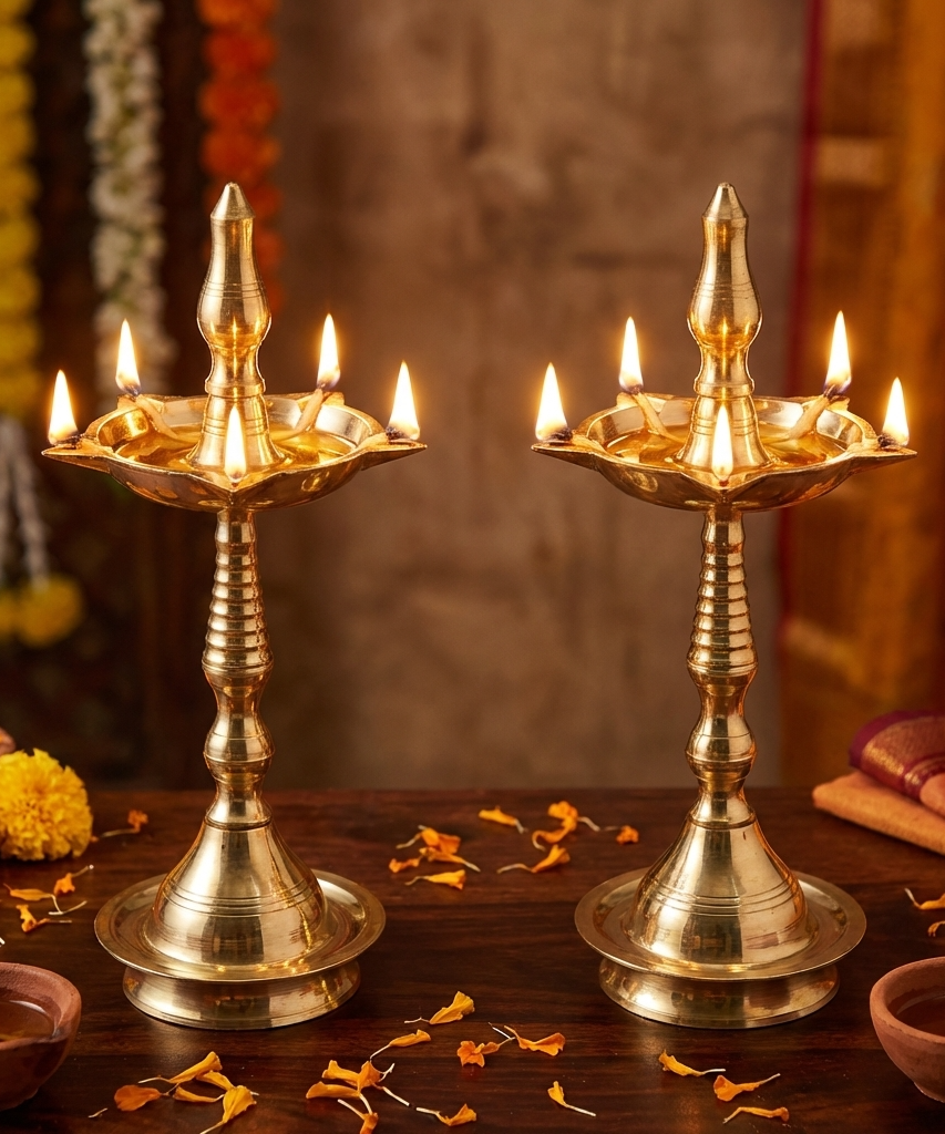 Brass Deepam Kuthu Vilakku Lamp Pair- 6 Inch