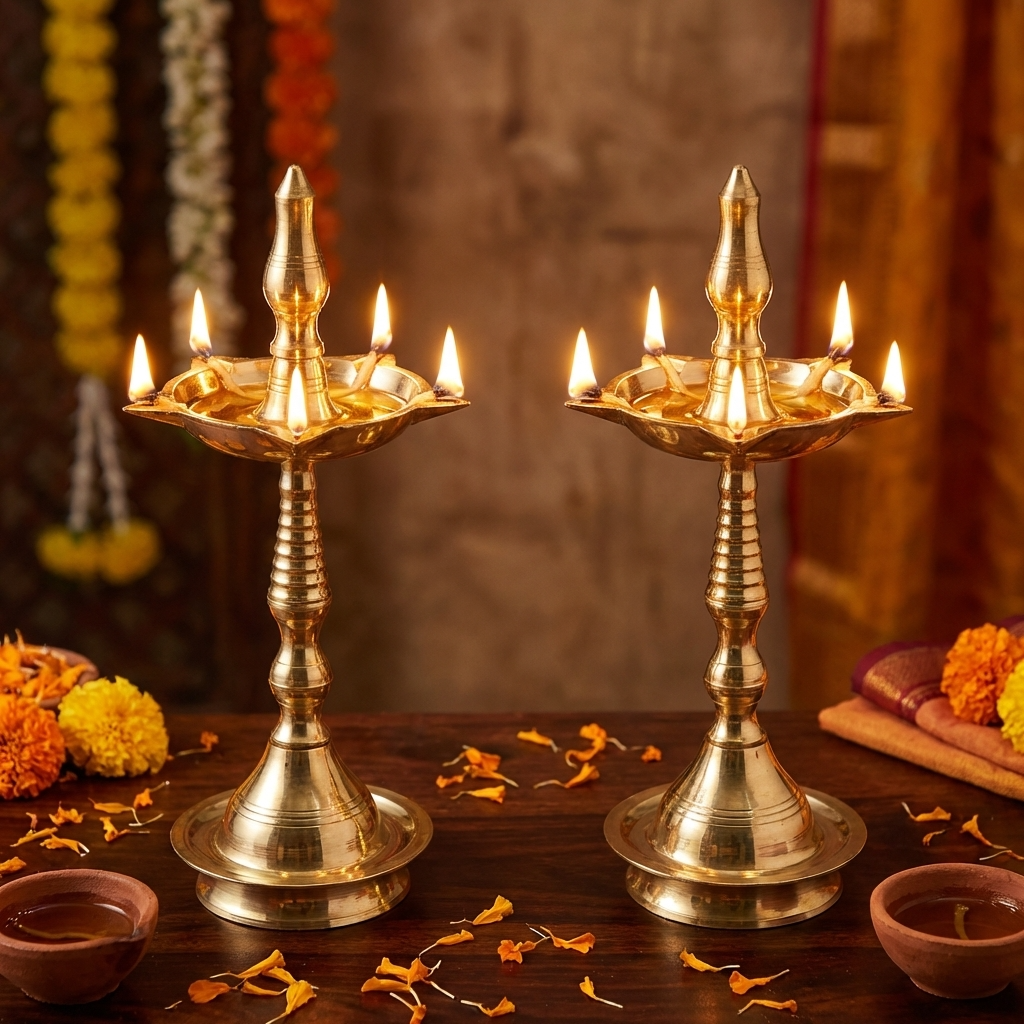 Brass Deepam Kuthu Vilakku Lamp Pair- 6 Inch