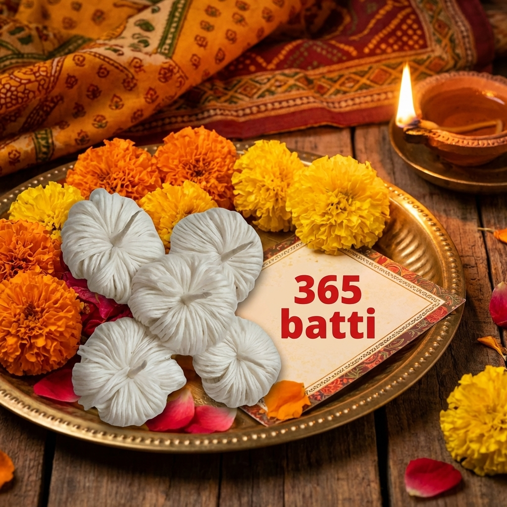 365 Vathulu- Karthika Masam Vathulu- 365 Cotton Wicks for Karthika Deepam Pooja (Pack of 5).