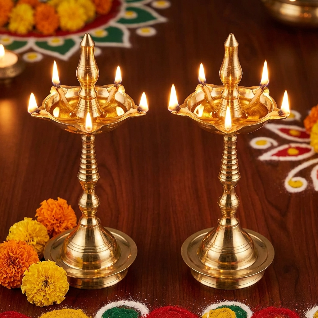 Brass Deepam Kuthu Vilakku Lamp Pair- 6 Inch