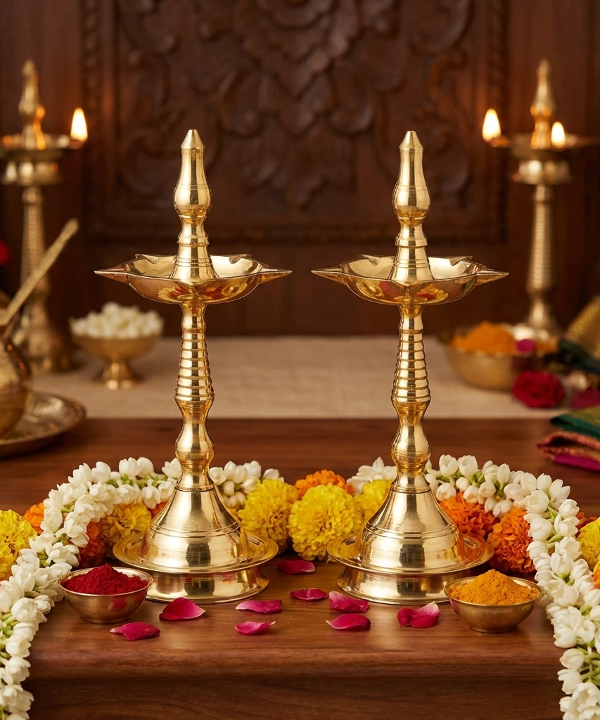 Brass Deepam Kuthu Vilakku Lamp Pair- 6 Inch