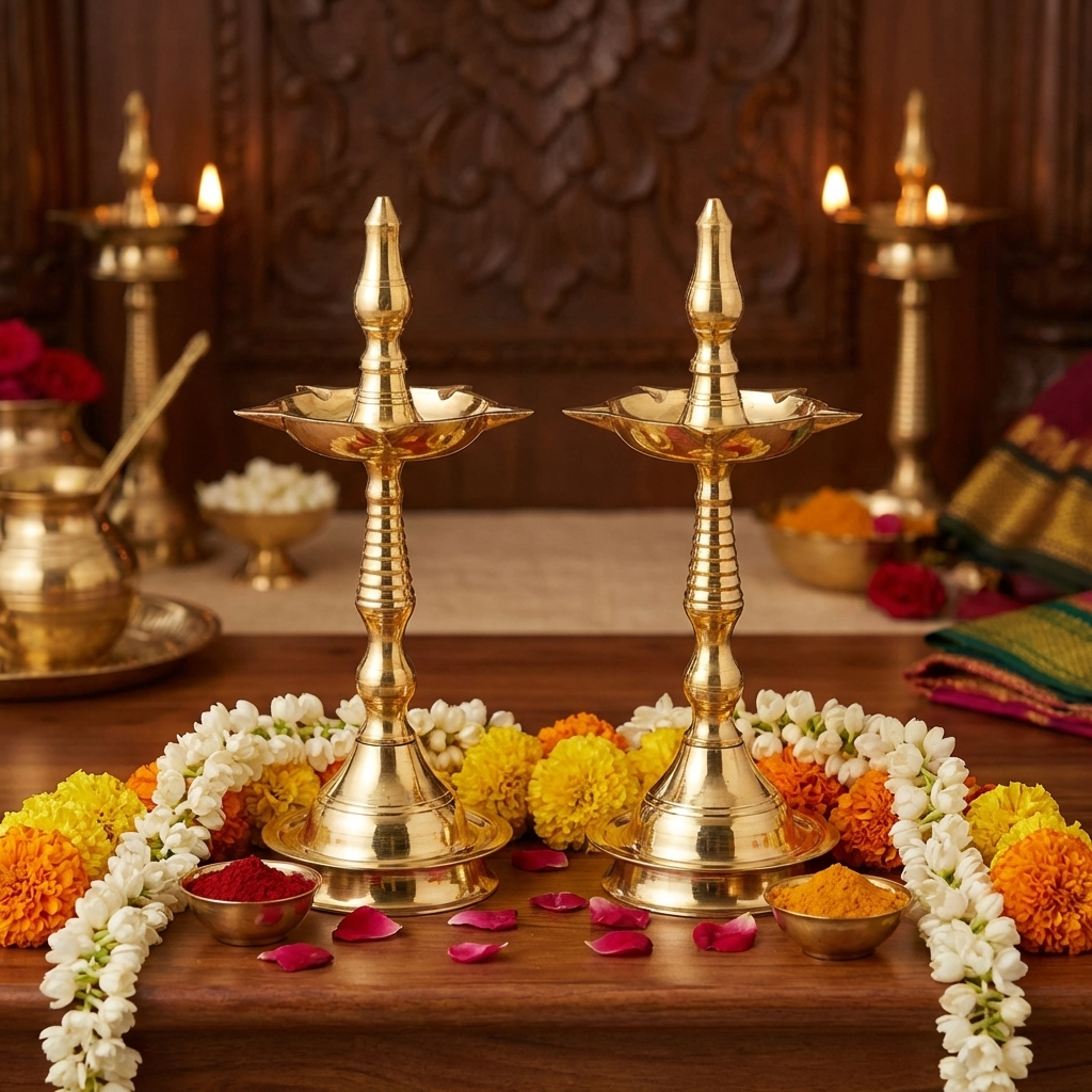 Brass Deepam Kuthu Vilakku Lamp Pair- 6 Inch