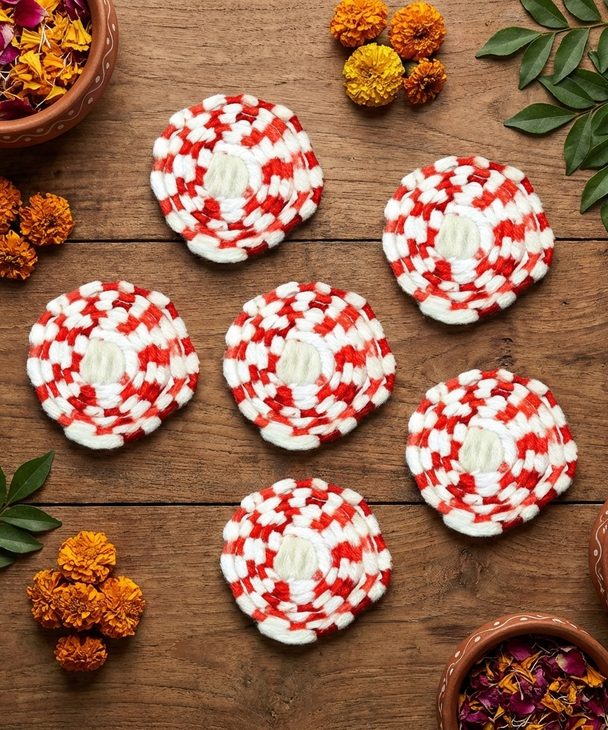 Gejje Vastra Or Cotton Vastramala - Kapus Vastra Coloured (Set of 6 Vastramala).Pavitra Puja Kapus Vastra