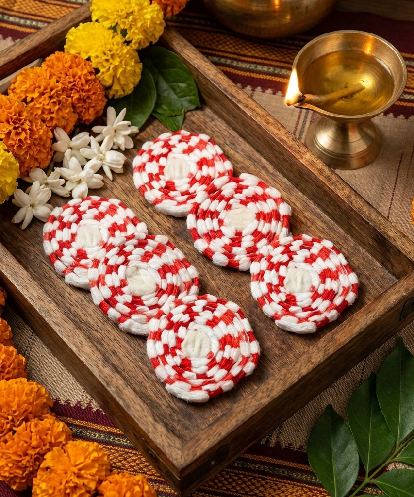 Gejje Vastra Or Cotton Vastramala - Kapus Vastra Coloured (Set of 6 Vastramala).Pavitra Puja Kapus Vastra
