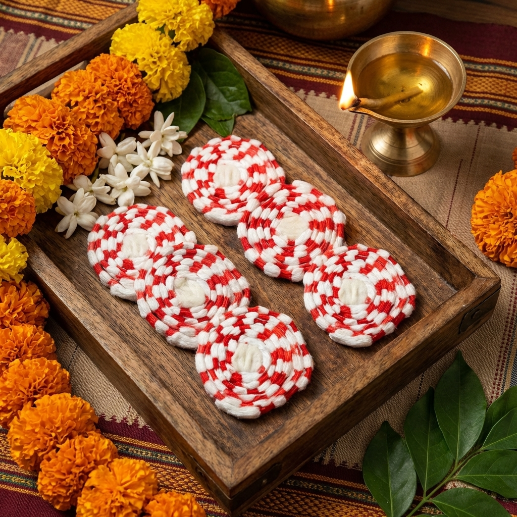 Gejje Vastra Or Cotton Vastramala - Kapus Vastra Coloured (Set of 6 Vastramala).Pavitra Puja Kapus Vastra