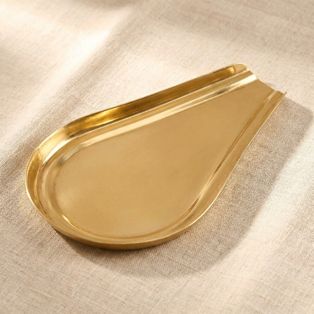 Round Design Plain Brass Abhishekam Plate Patra for God Idols (17 CMS )