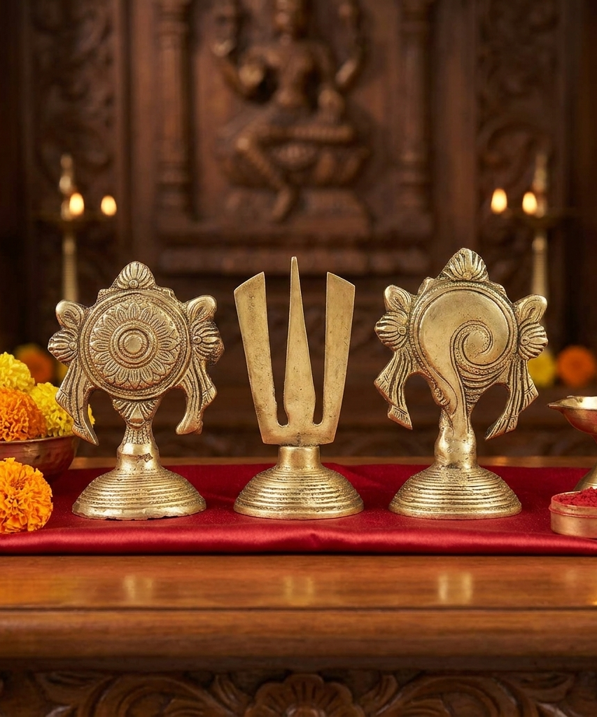 Shanku Chakra Namam Lord Vishnu Balaji Auspicious Holy Symbol Decor Set